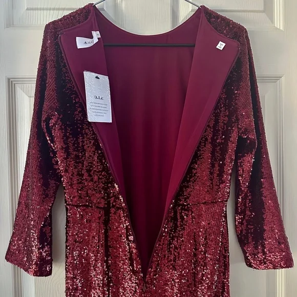 A.L.C. Jagger Sequin Midi Dress in Bordeaux - Picture 8 of 15